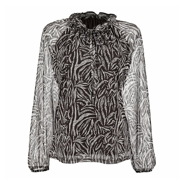 Blusa George para Dama, Escote Redondo con Gota, Manga Ranglan Larga Negro Talla CH