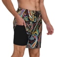 thumbnail image 2 of Honeii Watercolor Romantic Paisley Print Men's Swim Shorts,Mens Swim Trunks,Breathable Mesh Beach Shorts for Swimming,Surfing, and Beach Activities-XX-Large, 2 of 6