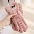 thumbnail image 4 of Xfvqtps Womens Touchscreen Gloves Plush Wrist Edge Plaid Thickened Solid Color Simplicity Hand Warmers Comfortable Soft Elegant Thermal Windproof Snow Winter Mittens Pink, 4 of 5