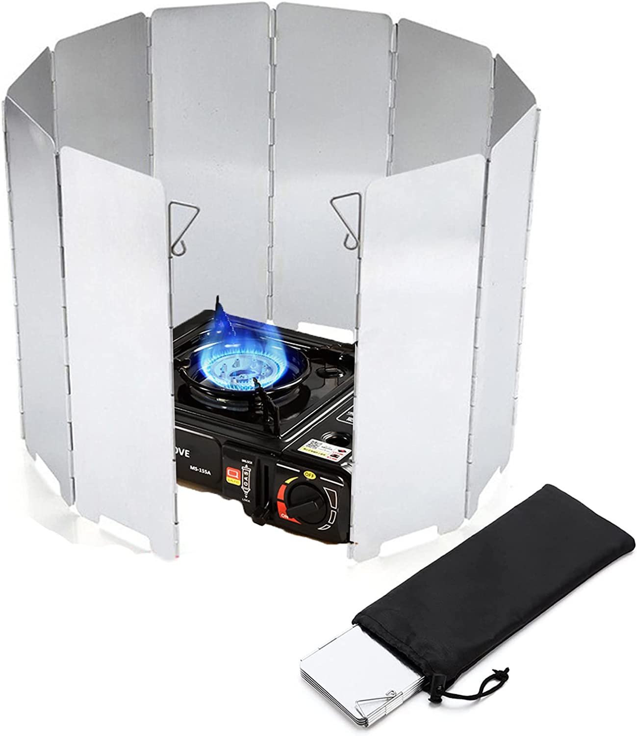 Camping Cooker Stove Windscreen 10 Plates Foldable Gas Stove Windshield