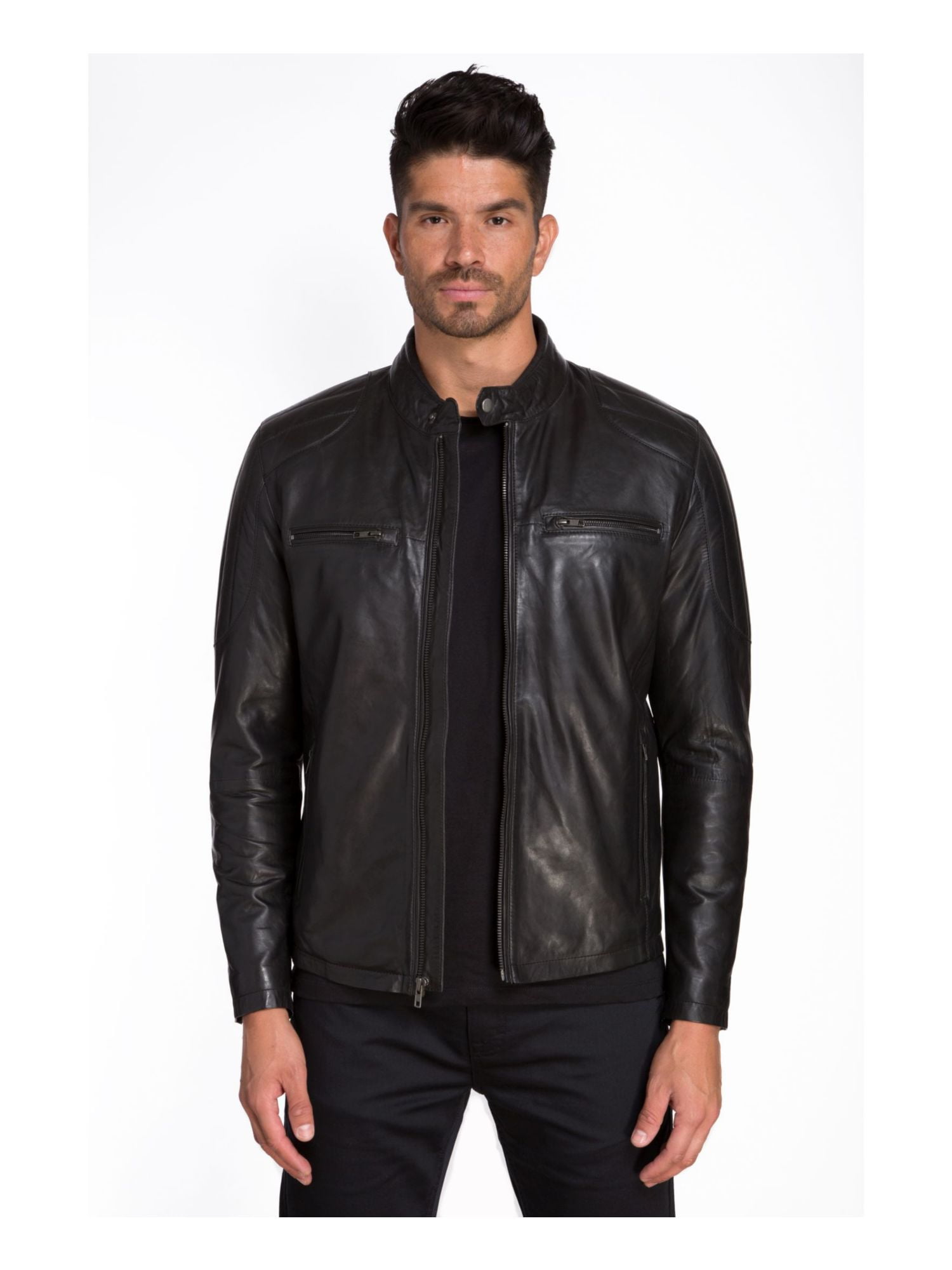 JARED LANG Mens Black Motorcycle Jacket 