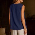 thumbnail image 5 of New Women’s Button down Vest Cotton Linen V Neck Sleeveless Shirts Casual Loose Summer Casual Jacket Waistcoat Navy XXL, 5 of 6