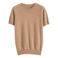 thumbnail image 5 of mgoYE Womens Cap Sleeve Crop Tops Cotton T Shirts Crewneck Loose Fit Short Sleeves Tee Summer Fashion Clothes T-Shirts for Women(Gold,2XL), 5 of 5