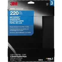 3m 03019 wetordry 9" x 11" p220 grit sandpaper, (pack of 4)