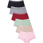 247 Frenzy Women's Essentials PACK OF 6 Sofra or Mamia Assorted Cotton Blend Stretch Boyshort Panty Underwear LP1662CB1