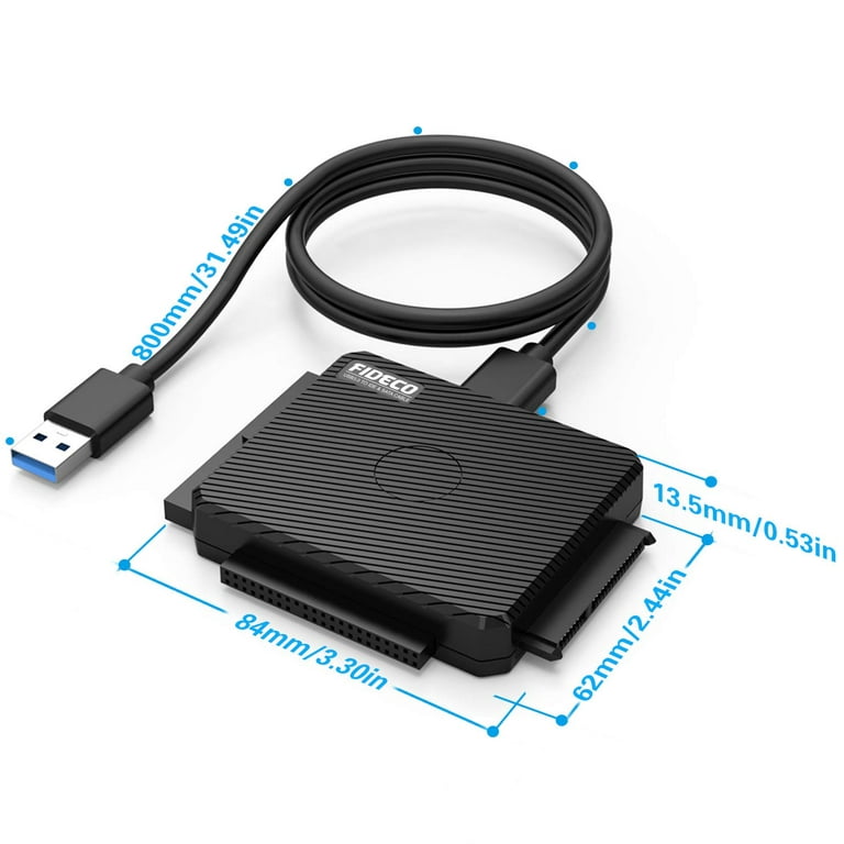  FIDECO SATA/IDE to USB 3.0 Adapter, Hard Drive Adapter Cable  for Universal 2.5/3.5 Inch IDE/SATA External HDD SSD, 5.25-Inch  DVD-ROM/CD-ROM/CD-RW, Offline One Touch Clone, Support 16TB (Cable PL06) :  Electronics