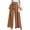 Brown, variant on Women's Elastic High Waisted Wide Leg Dress Pants Loose Fit Pleated Front Business Casual Work Pants Trousers Mather's Day Gifts For Mom ,4th of July Gifts for Mom