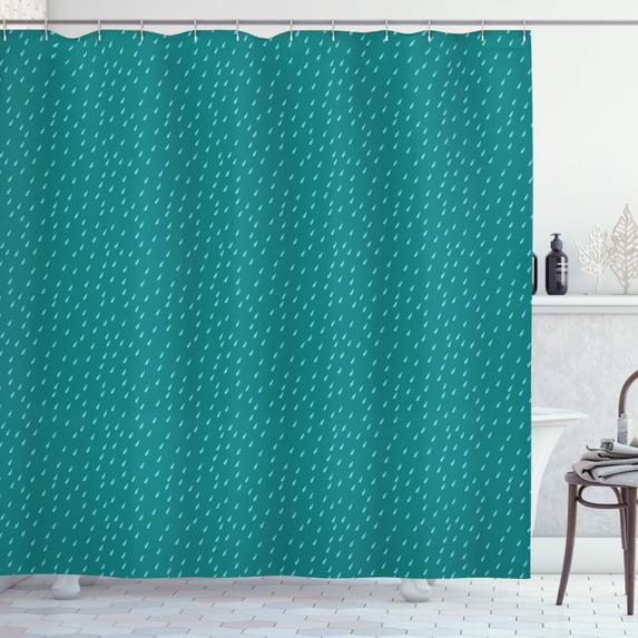 Weather Shower Curtain, Melancholic Autumn Weather Theme Falling Raindrops Droplets Abstract Art, Fabric Bathroom Set with Hooks, 69W X 70L Inches, Teal and Pale Blue, by Ambesonne