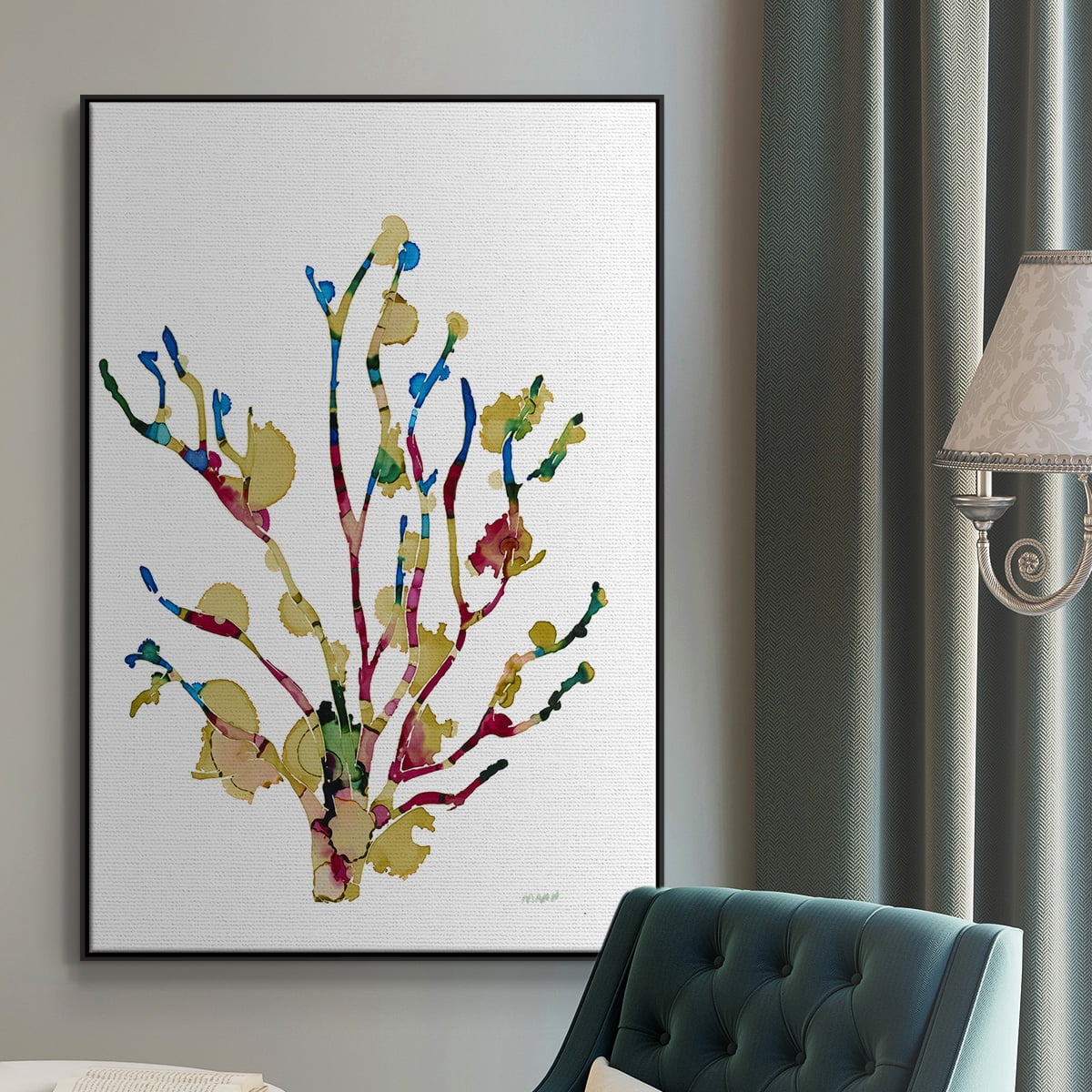 Sea Coral III Framed Premium Gallery Wrapped Canvas - Ready to Hang - 25 x 37 - Black Floating Frame