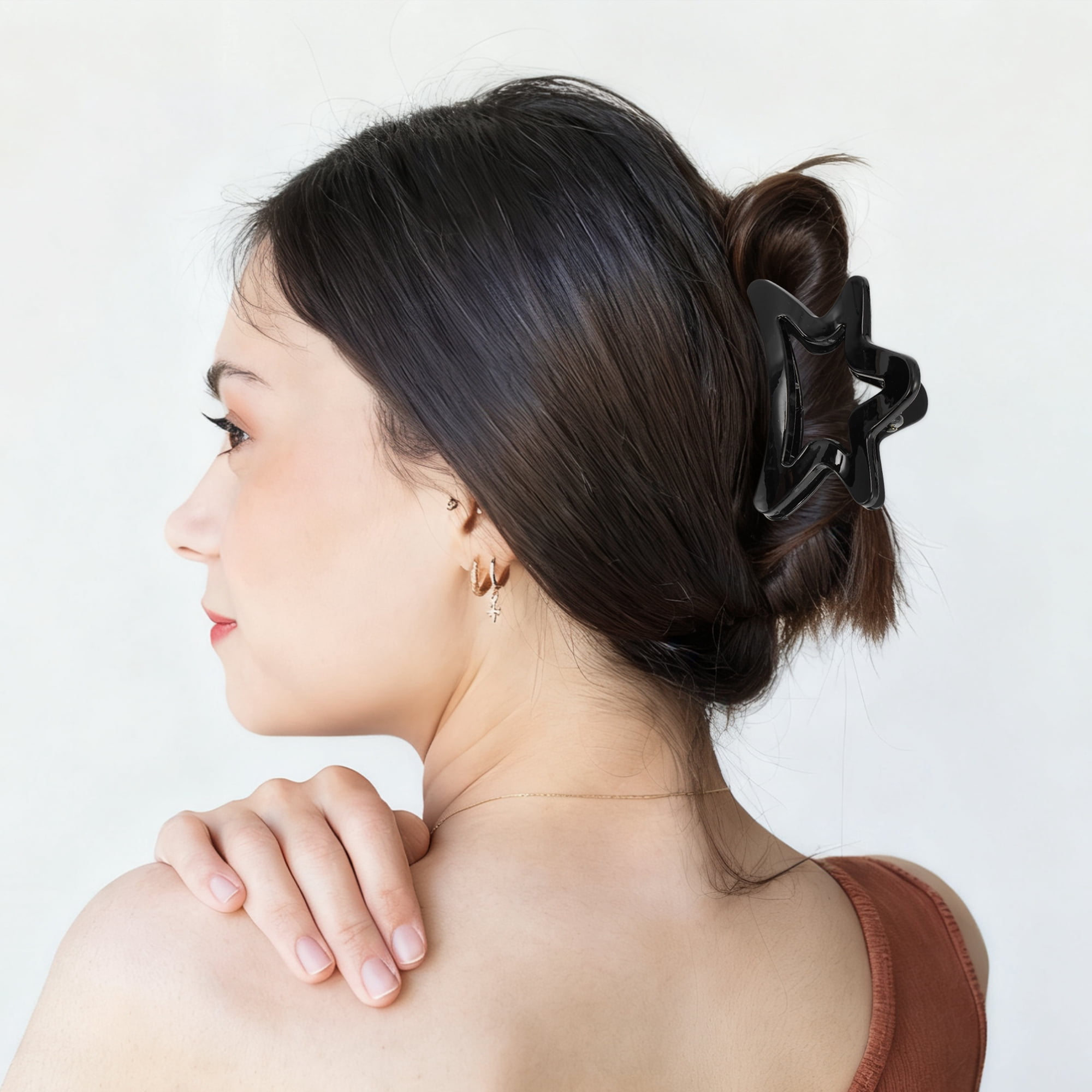 Unique Bargains Stylish Five-pointed Star Hair Clip for All Occasions Bright Black
