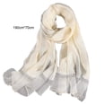 thumbnail image 6 of Eoperou Lady Scarf Imitation Silk Beads Decor Contrast Color See-through Thin Sunscreen Wide Quick Dry Summer Neck Wrap Party Favors, 6 of 8