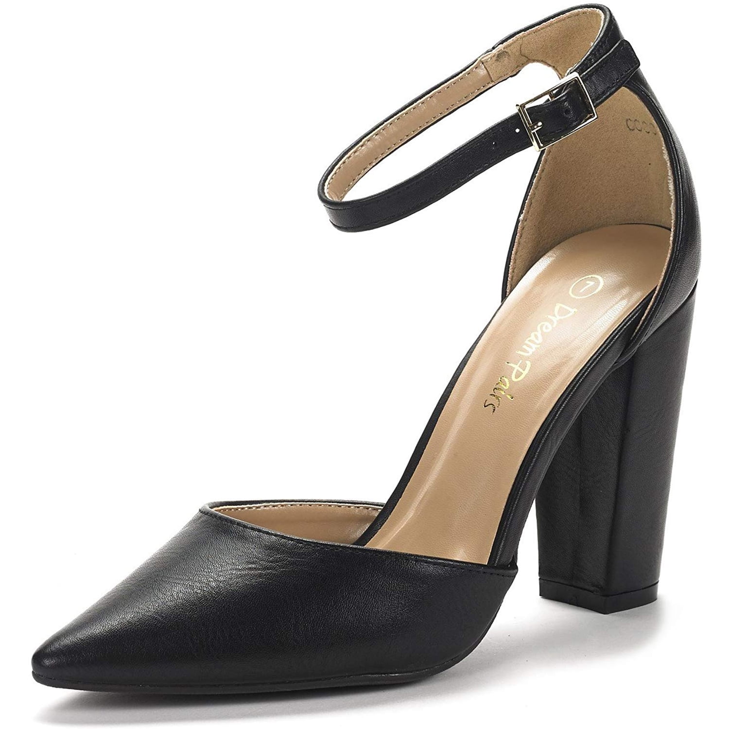 Nine Seven Genuine Leather Womens Round Toe Low Chunky Heel Slip On Handmade Comfortable Pump Shoes