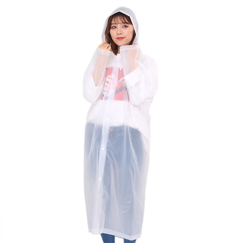 PEVA Raincoat Adult Poncho Reusable Waterproof for Hood Festivals or Camping 