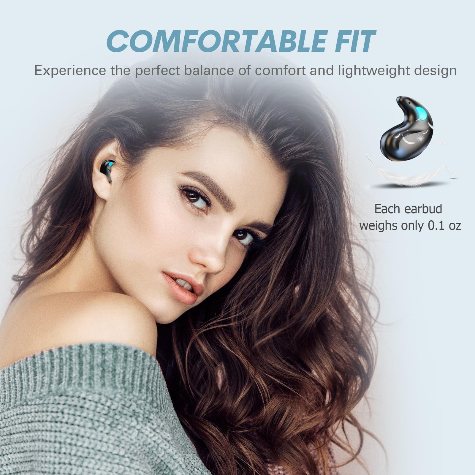 Invisible Sleep Wireless Earphone IPX5 Waterproof Thin Invisible Sleep Earbuds for Side Sleepers Sleep Ear Buds Smallest Tiny Small Mini Discreet Earbud for Sleeping Invisible Headphones
