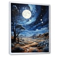 thumbnail image 2 of Designart "Navy Blue Beige Moonlight Painting Dot" Cottage Floater Framed Wall Decor, 2 of 7