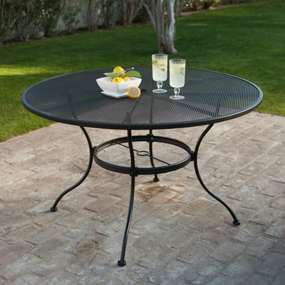 Belham Living Stanton 48 in. Round Wrought Iron Patio Dining Table by Woodard Textured Black in Nepal at NPR 111575 Rating 5