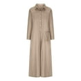 thumbnail image 4 of RYDCOT Long Sleeve Jumpsuits for Women Casual Summer Rompers Cotton Linen Button Down Baggy Overalls Wide Leg Long Pant Jumpers with Pockets Flash Deal Khaki, 4 of 6