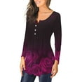 thumbnail image 4 of Qiopertar Blouse Décontractée Imprimée pour Femmes, Col Rond, Manches Longues, Boutons, en Solde, Livraison Gratuite, jusqu'à 90 % de Réduction, 4 of 7