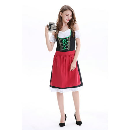 Women Bar Waitress Uniform Oktoberfest Large Size Maid Cosplay Costume Beer Festival Dress