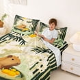 thumbnail image 3 of Erosebridal Cartoon Capybara Queen Sheet Sets for Kids, Green Tree Leaf Bed Set, 4-Piece, 3 of 5