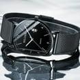 thumbnail image 4 of Belushi New Trendy Leather Mesh Steel Belt Waterproof Luminous Watch Student Quartz Watch Men's Watch, 4 of 7