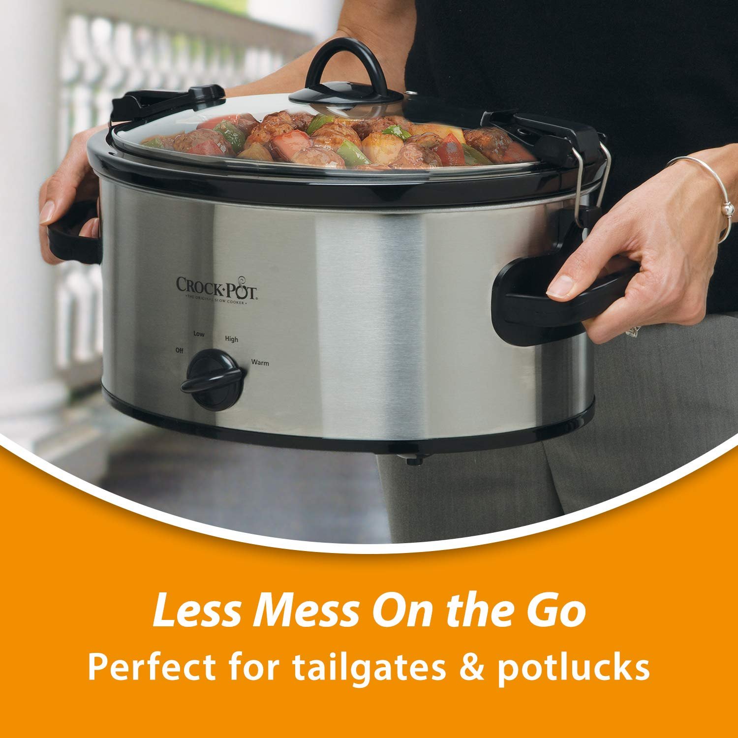 Crock-Pot Cook & Carry 6-Quart Oval Portable Manual Slow Cooker  Stainless Steel SCCPVL600S - image 2 of 5