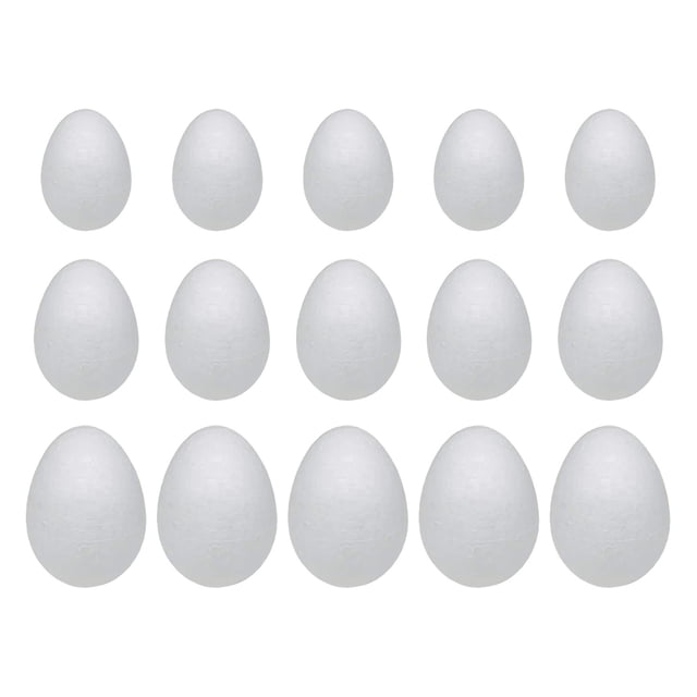 Huevos de espuma para manualidades, blancos, lisos, versátiles, suministros para manualidades de huevos de Pascua 15 piezas mixtas