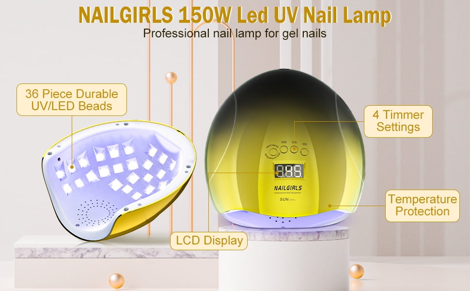 UV LED Nail Lamp NAILGIRLS 150W Nail Dryer for Gel Nail Polish 4 Timer  Setting with Automatic Sensor UV Nail Light Curing Lamp for Home Salon