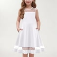 thumbnail image 2 of Mevxay Girls Elegant Dresses Sleeveless Round Neck A-line Party Dance Graduation Mesh Dress Size 5-12 White, 2 of 9