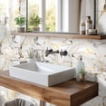 thumbnail image 5 of DEWOO 10pcs Peel and Stick Backsplash Wall Tile, Waterproof Peel and Stick Marble Wall Tiles, Self-Adhesive Panels for Bathroom, Kitchen, and Living Room (White Gold Marble,12"×12"), 5 of 12