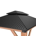 thumbnail image 5 of Hardtop Wood Gazebo 10'x12' for All Weather, with Double Metal Roof, Heavy Duty Wooden Frame, Net, and Curtain, Permanent Building for Patio, Deck, Backyard, Lawn, and Garden, Gray, 5 of 5