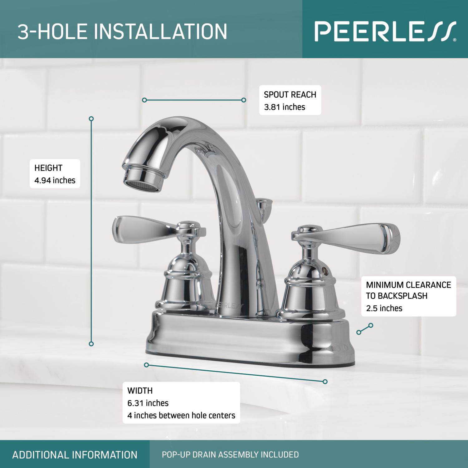 Peerless Centerset Two Handle Bathroom Faucet in Chrome