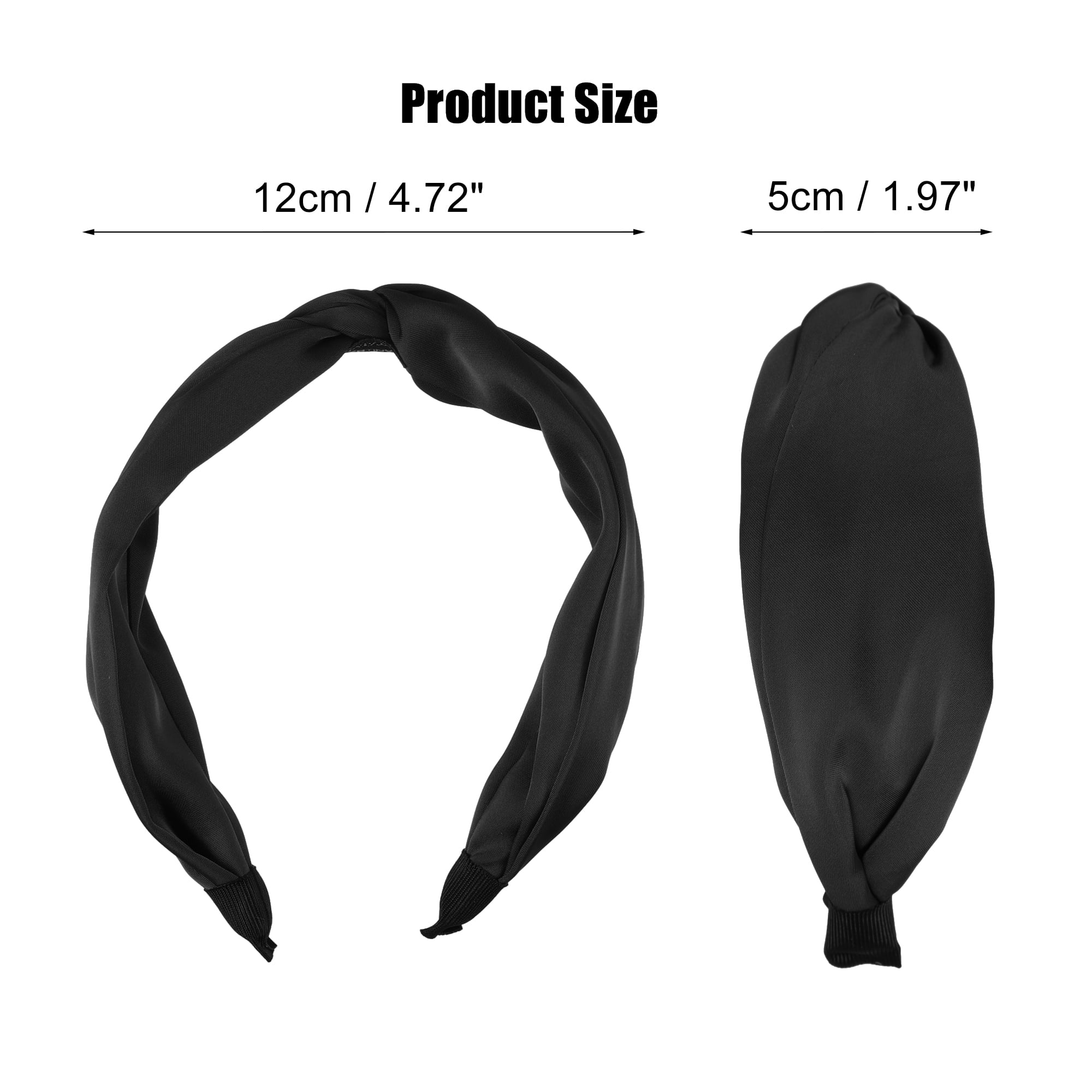Unique Bargains Satin Twist Headband Hairband for Women 1.2 Inch Wide Black