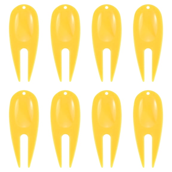 Golf Divot Tool Plastic Golf Repair Tool Ball Marker for Golfer, Yellow, 8 Pack