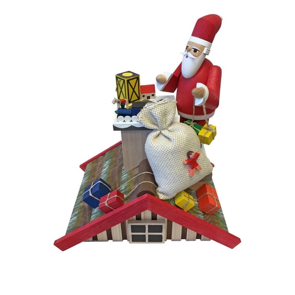 8" Richard Glaesser Santa on Roof Christmas Incense Burner with Presents