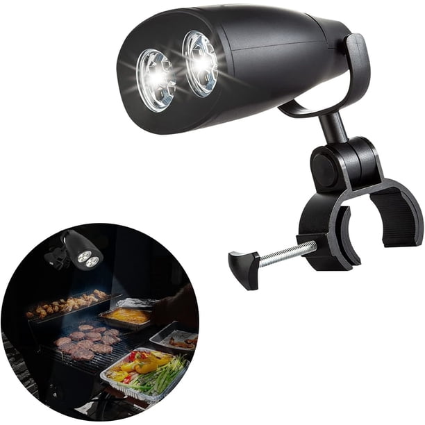 Luz para parrilla de barbacoa: admite rotación de 360° para abrazadera de tornillo para barbacoa al aire libre, resistente al agua y al calor con soporte de abrazadera resistente que se adap