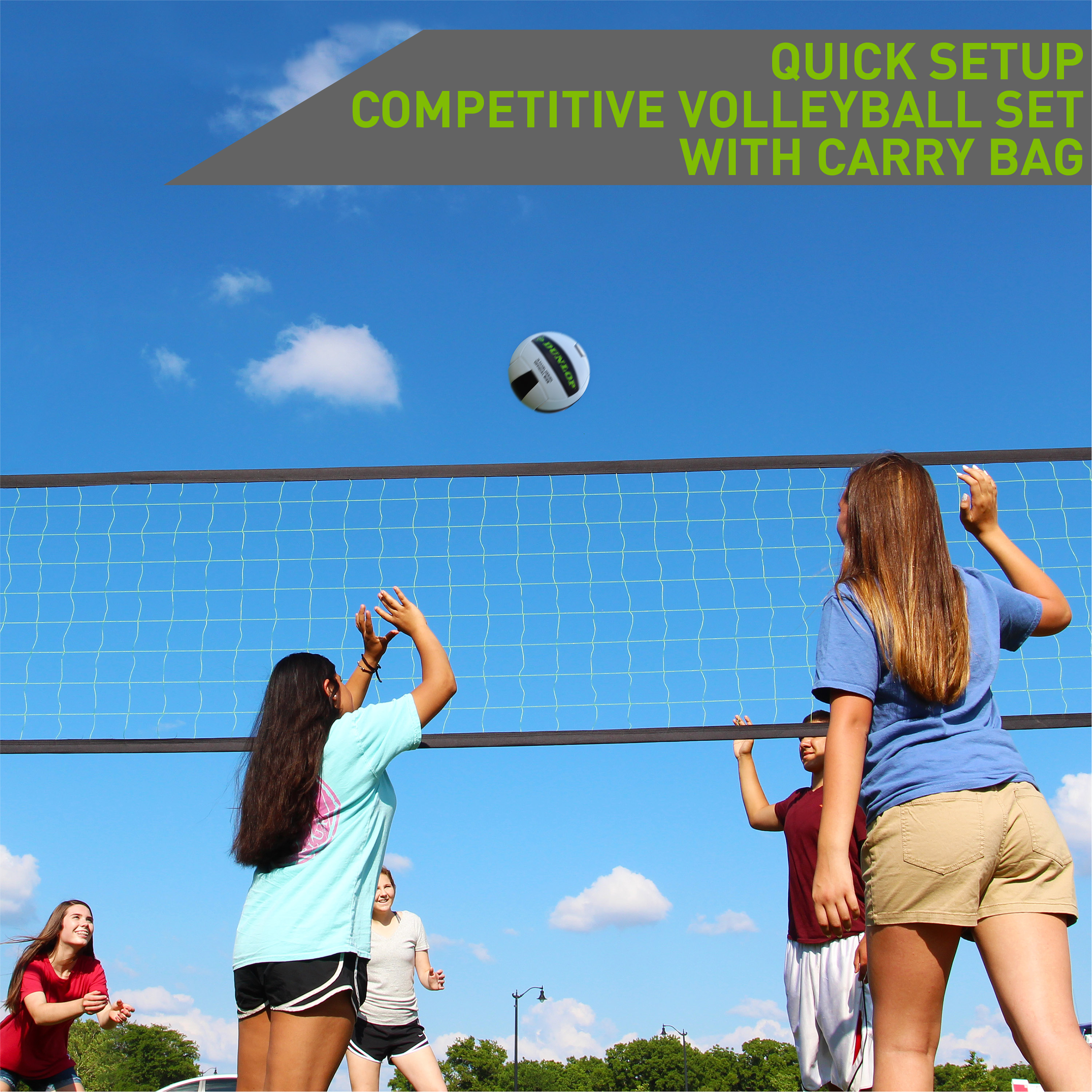Dunlop Quick Setup Competitive Outdoor Volleyball Set, Green/Black - image 4 of 9