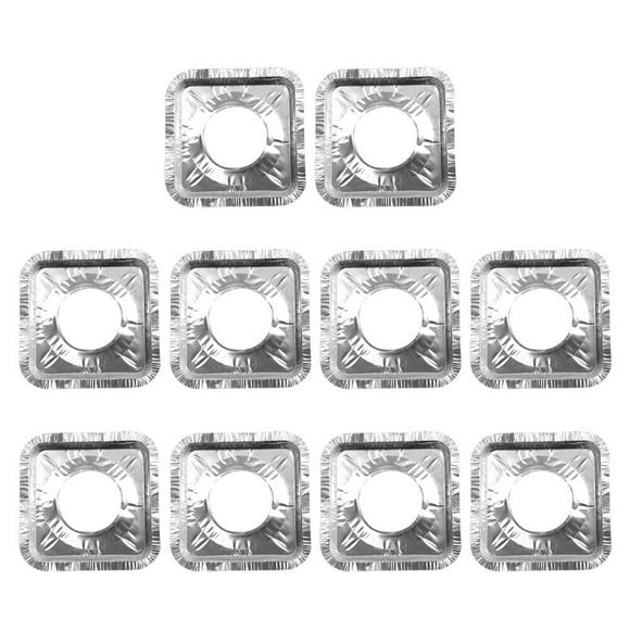 EeaseMX 10 fundas de aluminio resistentes al calor para quemadores de estufas y hornos de gas, almohadillas de limpieza a prueba de aceite (cuadradas)