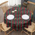 thumbnail image 3 of Red and Green Plaid Christmas Snow Pattern Round Tablecloth 60"x60",Wrinkle Wipeable Table Cloth for Kitchen Dining Room Picnic Patio Party, 3 of 6