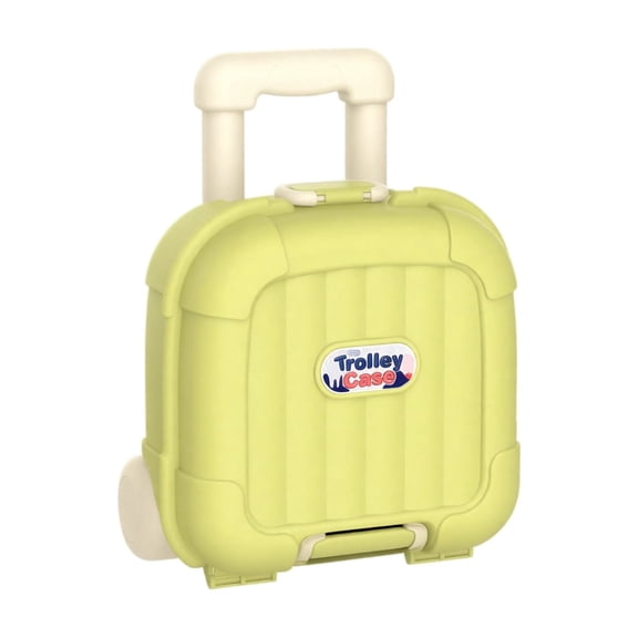 Plastic Storage Box Green Mini Suitcase Design Small Rolling Storage Bin for Student Toys Snacks Travel and Everyday Household Organization