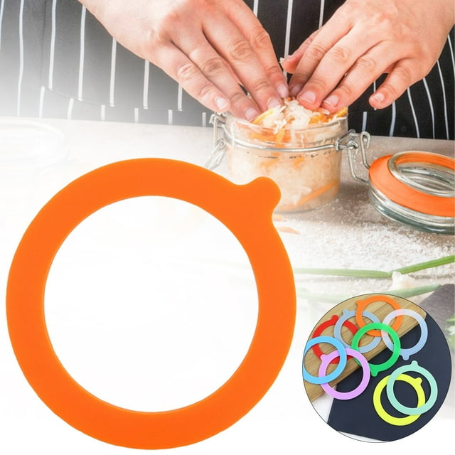 1Pc Replacement Silicone Jar Gaskets,Kitchen Replacement Gasket Seals,Airtight Silicone Seals Jar Mats,Leakproof Silicone Sealing Rings Gaskets for Jars - 3.7 Inches Diameter,Fits Most Sizes(Orange)