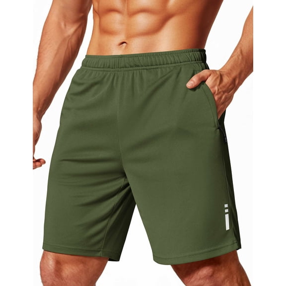 COOFANDY Mens Athletic Running Shorts 9" Lightweight Quick Dry Drawstring Mesh Gym Shorts with Zipper Pockets