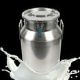 thumbnail image 2 of Fichiouy 30L Stainless Steel Can Milk Wine Pail Bucket Tote Jug Canister with Sealed Lid Silver, 2 of 9