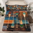 thumbnail image 2 of Homewish Vintage Paddle Full Size Sheets 4-Piece for Kids Children Teens,Lake House Breathable Bed Sheets,Blue Brown Lightweight Sheet Sets,Ultra Soft Home Decor, 2 of 7