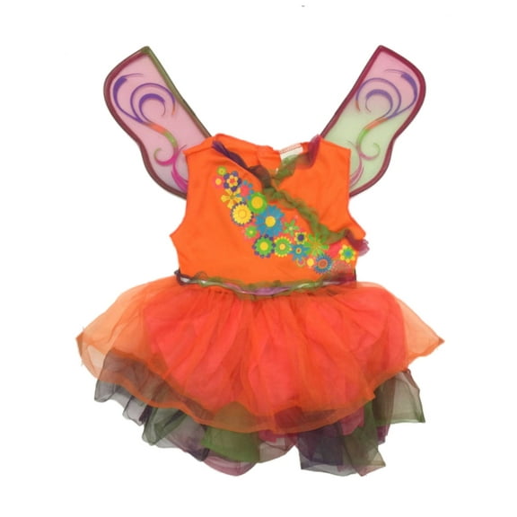 Toddler Girls Orange Rainbow Fairy Halloween Costume Dress Tutu With Wings 2T