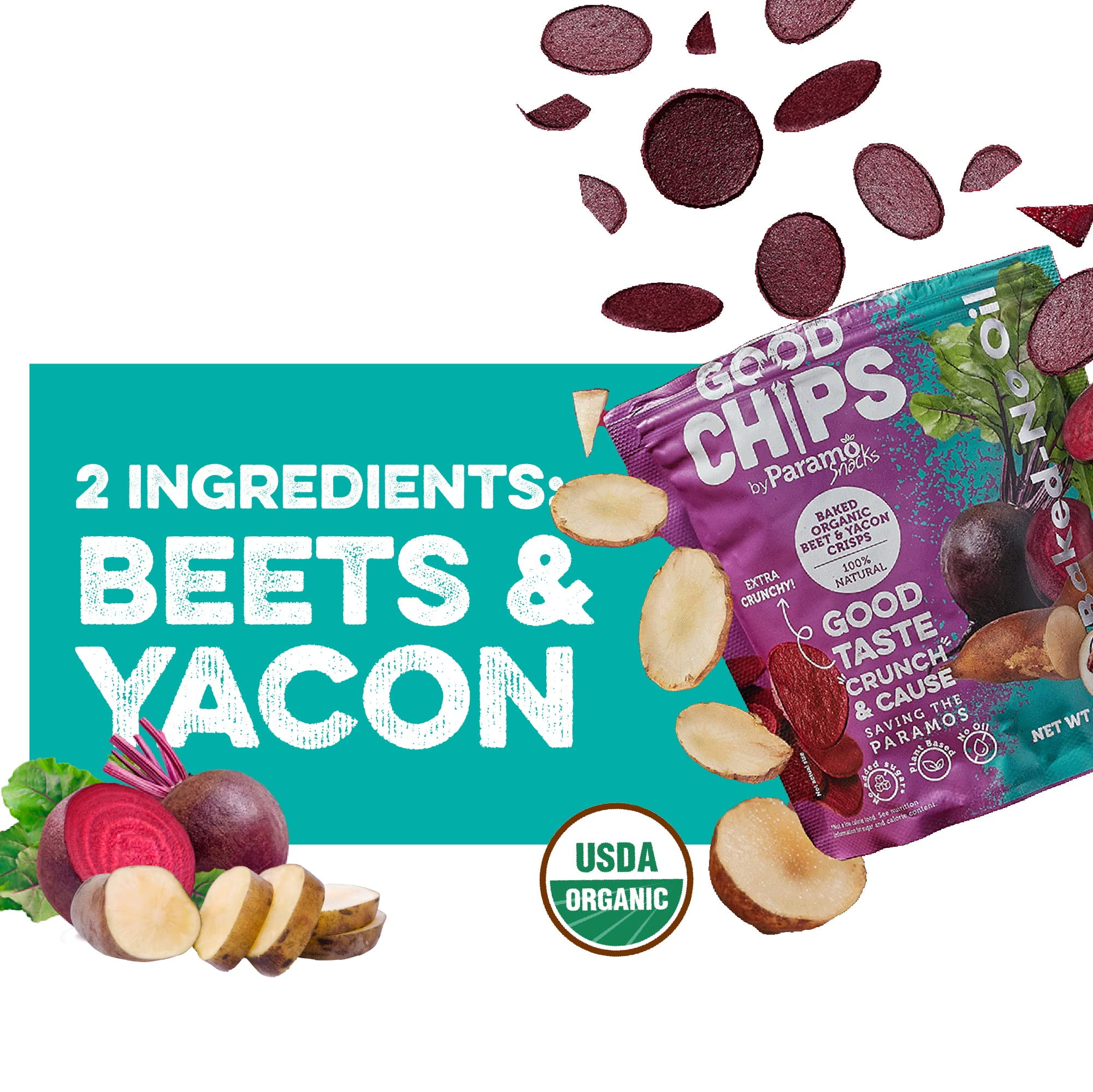 GOOD CHIPS Baked Organic Beet Yacon Chips, 12-Pack, 0.7oz Bags