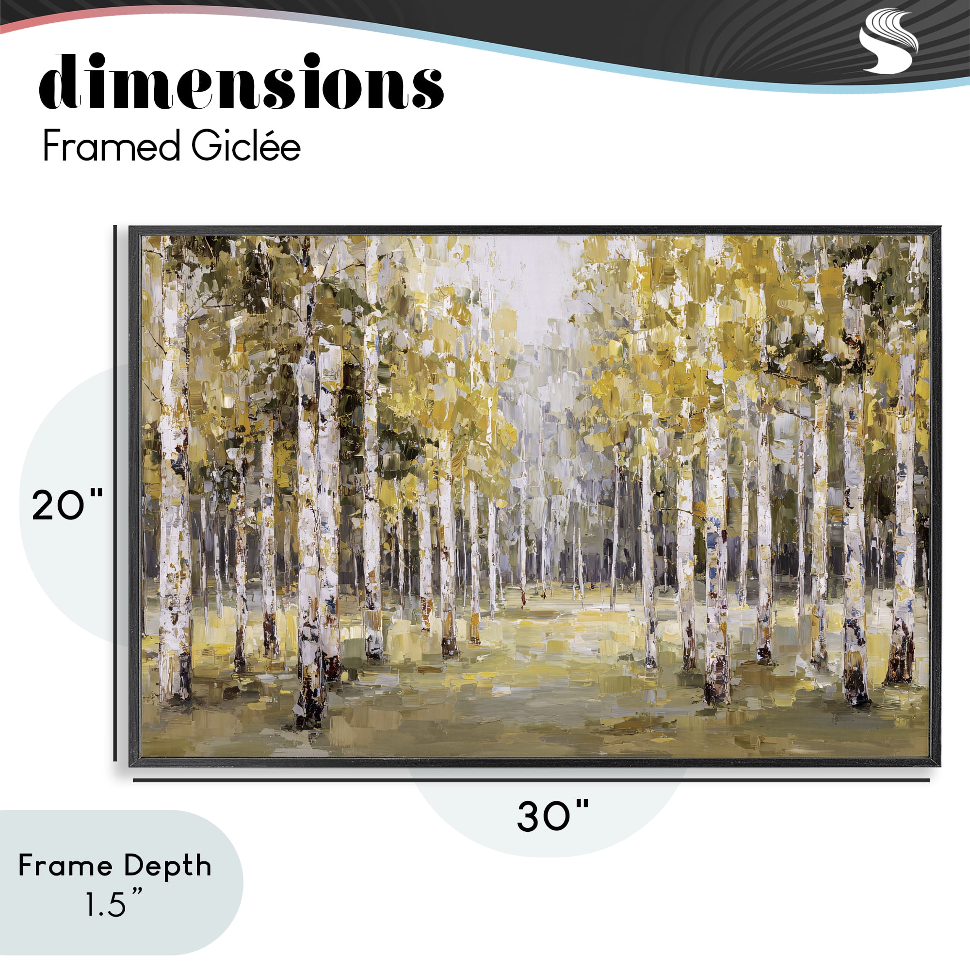 Stupell Industries Impressionist Birch Trees & Fall Leaves Black Framed Giclee Art, design by Jacky Ngan