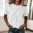 thumbnail image 5 of ClodeEU Women's Crew Neck Short Sleeve Ruched T-Shirt,Casual Fitted Solid Basic Top White,Women's Plus XXL, 5 of 7