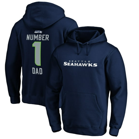 Men's Navy Seattle Seahawks #1 Dad Pullover Hoodie
