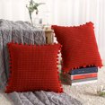 thumbnail image 1 of FairOnly 2-Pack Square Throw Pillow Covers 18"x18" Boho Pillowcases with Pom Poms Soft Cushion Case Christmas Decorative Cushion Covers, Red, 1 of 6